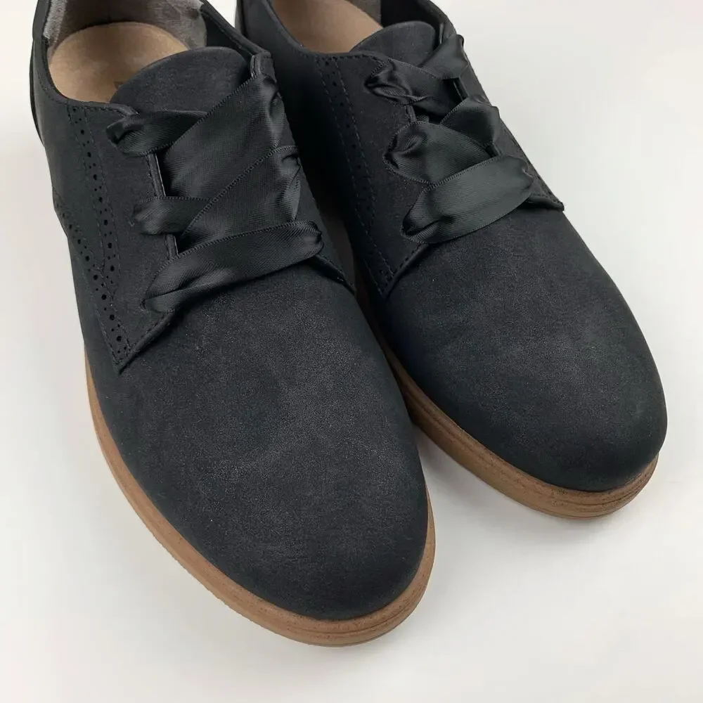 Dr Scholls Hello Oxford Comfort Shoes Black Faux Leather Lace Up Women's 6.5_4